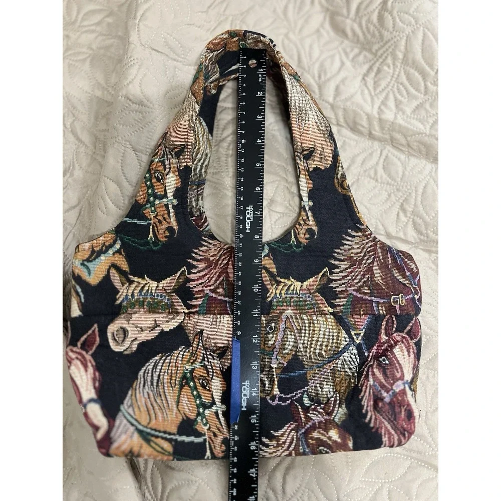 Vintage Horse Animal Equestrian‎ Pony Handmade Tapestry Hobo Bag